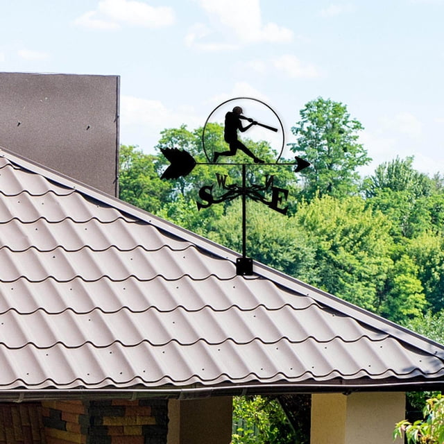 serony Practical Weather Vane Farm Vane Weather Garden Stake Measuring Tools Stainless Steel Yard Decor 55cm Tall Ornament Playing Baseball