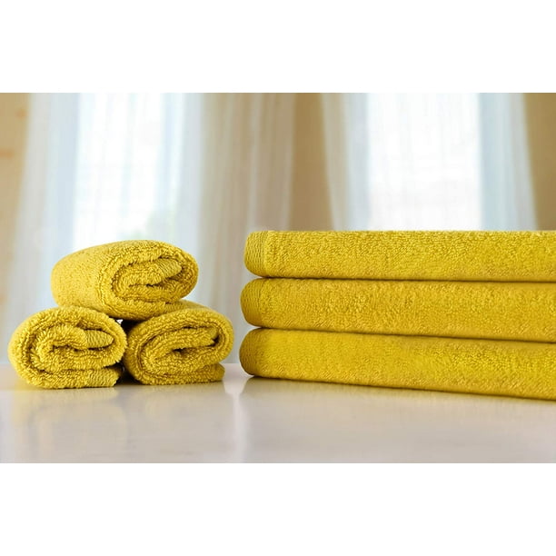 Premium Washcloths Face Cloths Pack Deep Yellow Twelve Pack 12×12 inch