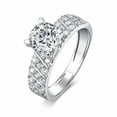 thumbnail image 3 of HeartsAndYou 3ct Round Cut Moissanite Engagement Ring for Women Solitaire Iced Accent 18k White Gold over Silver, 3 of 6