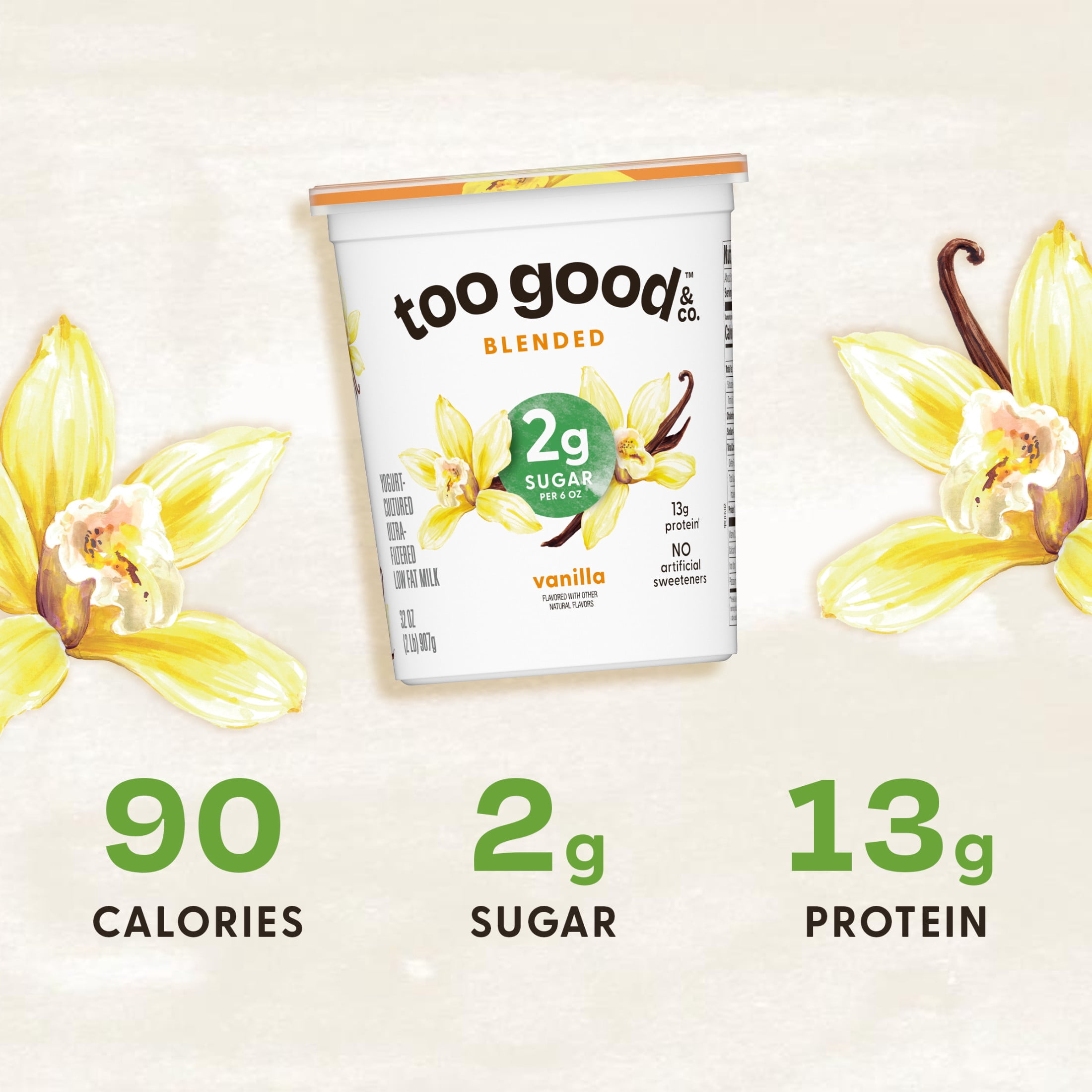 Too Good & Co. Blended Vanilla Yogurt-Cultured Ultra-Filtered Low Fat Milk Product Tub, 32 oz