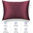 thumbnail image 2 of TAFTS Silk Pillowcase 27 Momme 100% Pure Mulberry Silk Pillowcase for Hair and Skin, Both Sides Grade 6A Long Fiber Natural Silk Pillow Case, Envelope Closure, Standard, Burgundy, 2 of 3