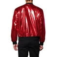 thumbnail image 3 of Lars Amadeus Men's Metallic Jacket Zip Up Disco Party Shiny Varsity Bomber Jacket, 3 of 6
