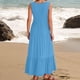 thumbnail image 4 of Vestido sin mangas de verano para mujer: vestido largo informal con cuello cuadrado, plisado y bolsillos, elástico y transpirable, adecuado para ocasiones informales, playa, fiestas y más., 4 of 8