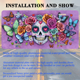thumbnail image 3 of 1 Pcs License Plate Covers & Frames, Colorful Sugar Skull with Butterflies and Roses For Decorative Front, Aluminum License Plate Covers & Frames Cover For Men Women, 12" X 6", 3 of 7