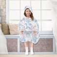 thumbnail image 7 of Wearable Blanket with Sleeves and Pocket Oversized Hooded Sweatshirt 3-14 YR Blue Floral Ornaments S, 7 of 7