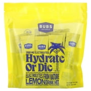 Bubs Naturals Hydrate or Die: Premium Hydration & Electrolyte Powder, All-Natural, Keto-Friendly, Gluten-Free, No Sugar Added, Boosts Energy, Enhances Recovery, Lemon, 18 Servings
