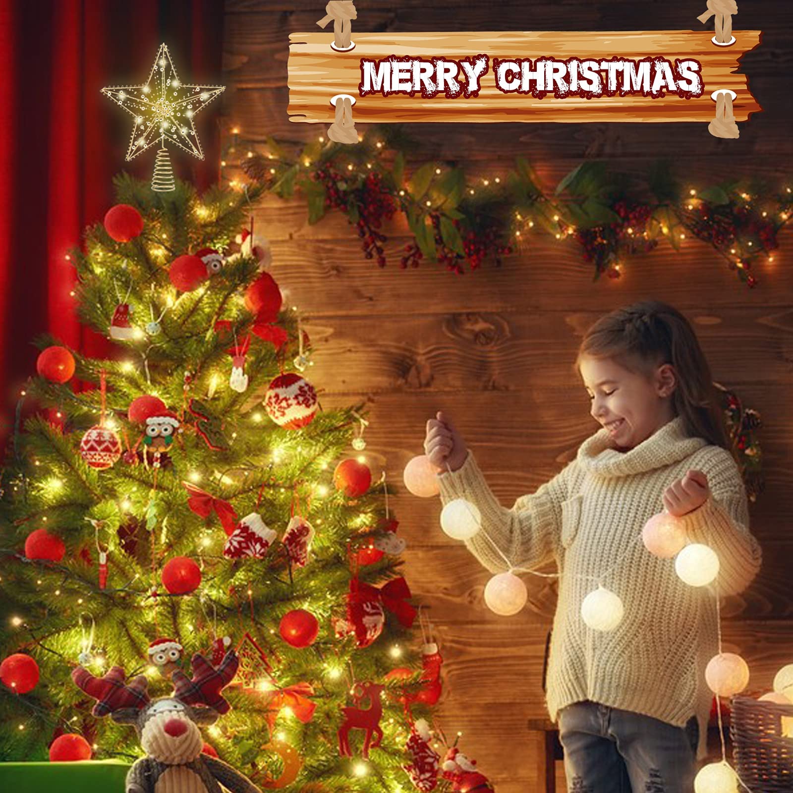 TGNAZET Gold Star Christmas Tree Topper with 10 LED Lights photo 6
