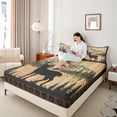 thumbnail image 4 of Homewish Teens Adults Animal Deer Full Size Sheets 4-Piece,Woodland Wildlife Breathable Bed Sheets,Retro Vintage Aesthetic Lightweight Sheet Sets,Ultra Soft Home Decor, 4 of 7