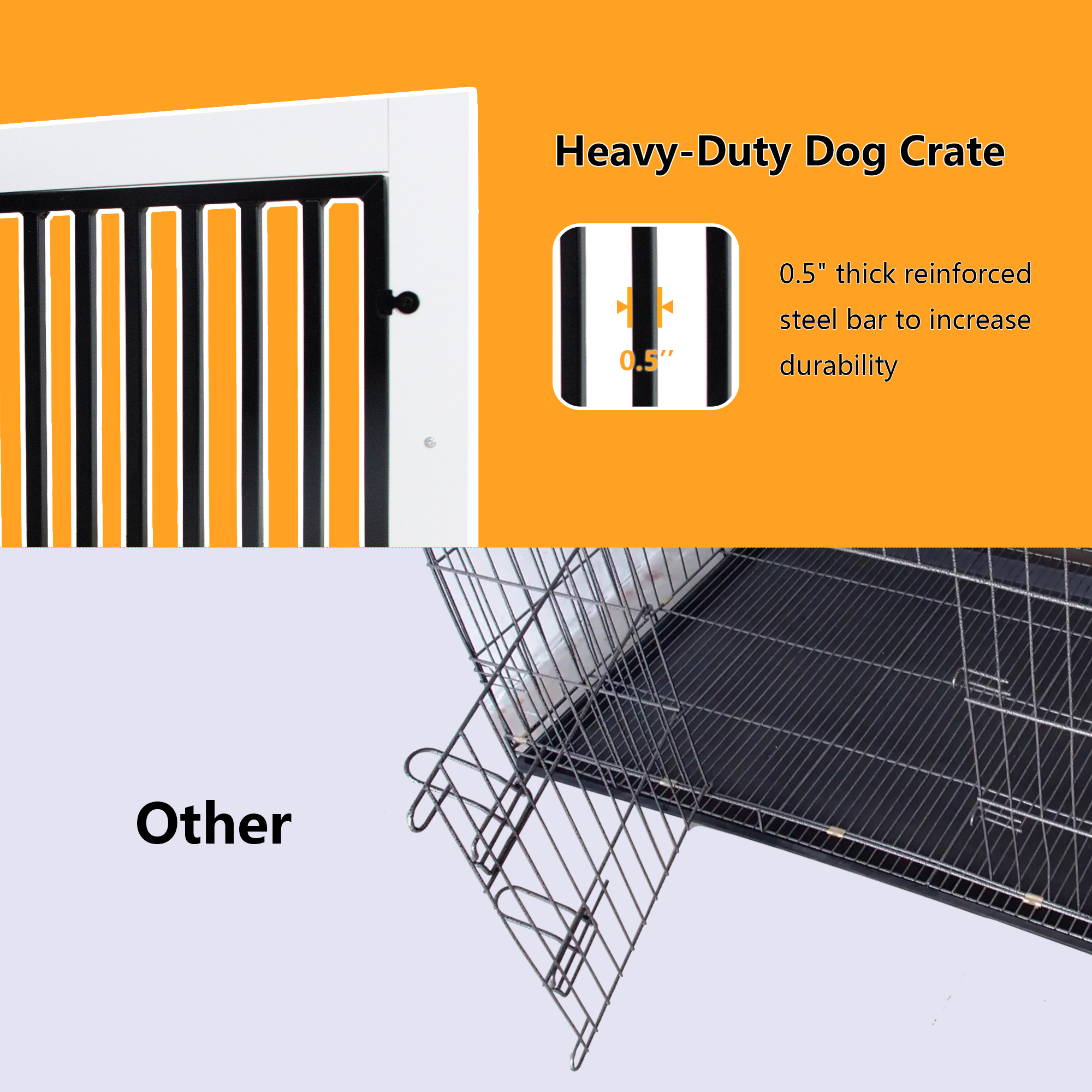 yookare White Pet Home, Heavy Duty Furniture Dog Crate, End Table with Pull-Out Drawer, Large