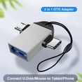 thumbnail image 4 of 1 OTG 2 en Micro USB a USB3.0 adaptador convertidor de cable plateado, 4 of 5