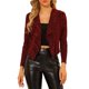 thumbnail image 5 of Cárdigan corto con cuello drapeado de manga larga brillante para mujer Chic L Rojo, 5 of 7
