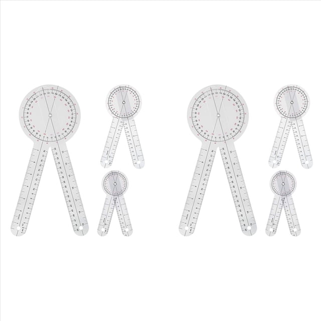 6-Piece Goniometer 6/8/12 Inch Occupational Therapy Protractor Tool Measuring Angle Ruler Universal,6 x Goniometer,Transparent