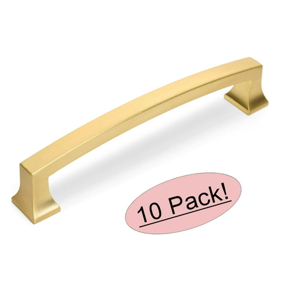 10 Pack - Cosmas 755-128BG Brushed Gold Contemporary Cabinet Hardware Handle Pull - 5" Inch (128mm) Hole Centers