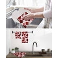thumbnail image 5 of Red Geometric Moroccan Kitchen Dish Towels for Drying Dishes Set of 2, Abstract Art Red Ombre Modern Waffle Weave Microfiber Hand Tea Bathroom Towels Quick Dry & Absorbent Towel 12x12, 5 of 7