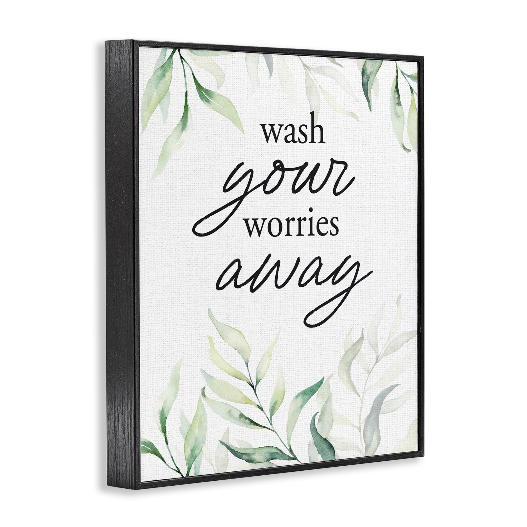 Wash Worries Away Leaves Black Framed Giclee Art, design by Lettered and Lined