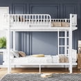 thumbnail image 2 of Leumius Queen over Queen Bunk Bed Frame with Ladders & Guardrails, Metal Bunk Bed Frame with Upgraded Safety Round-Pipe Design, Can Transformed into 2 Platform Bed for Teens Adults White, 2 of 9