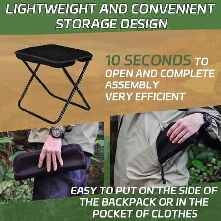 AMZDOER FOLDING CAMPING STOOLS, PORTABLE OUTDOOR CAMPING CHAIR WITH CARRY BAG, ALUMINUM ULTRALIGHT BACKPACKING STOOL, COLLAPSIBLE CAMP STOOLS OUTDOOR FOOTSTOOLS FOR WALKING HIKING FISHING PICNIC BARBECUE