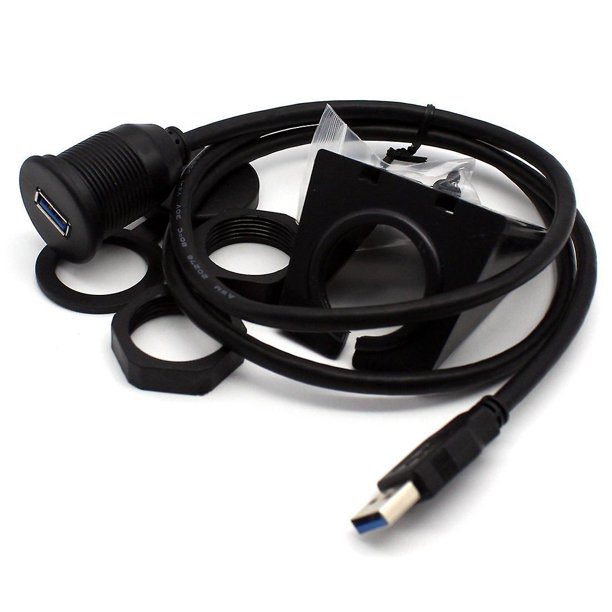 Adaptador de base Usb de montaje empotrado a prueba de agua, Panel de salpicadero, Puerto Usb 3,0, Cable de extensión macho a hembra para coche, motocicleta, Banban ShuxiuWang 8390612956775