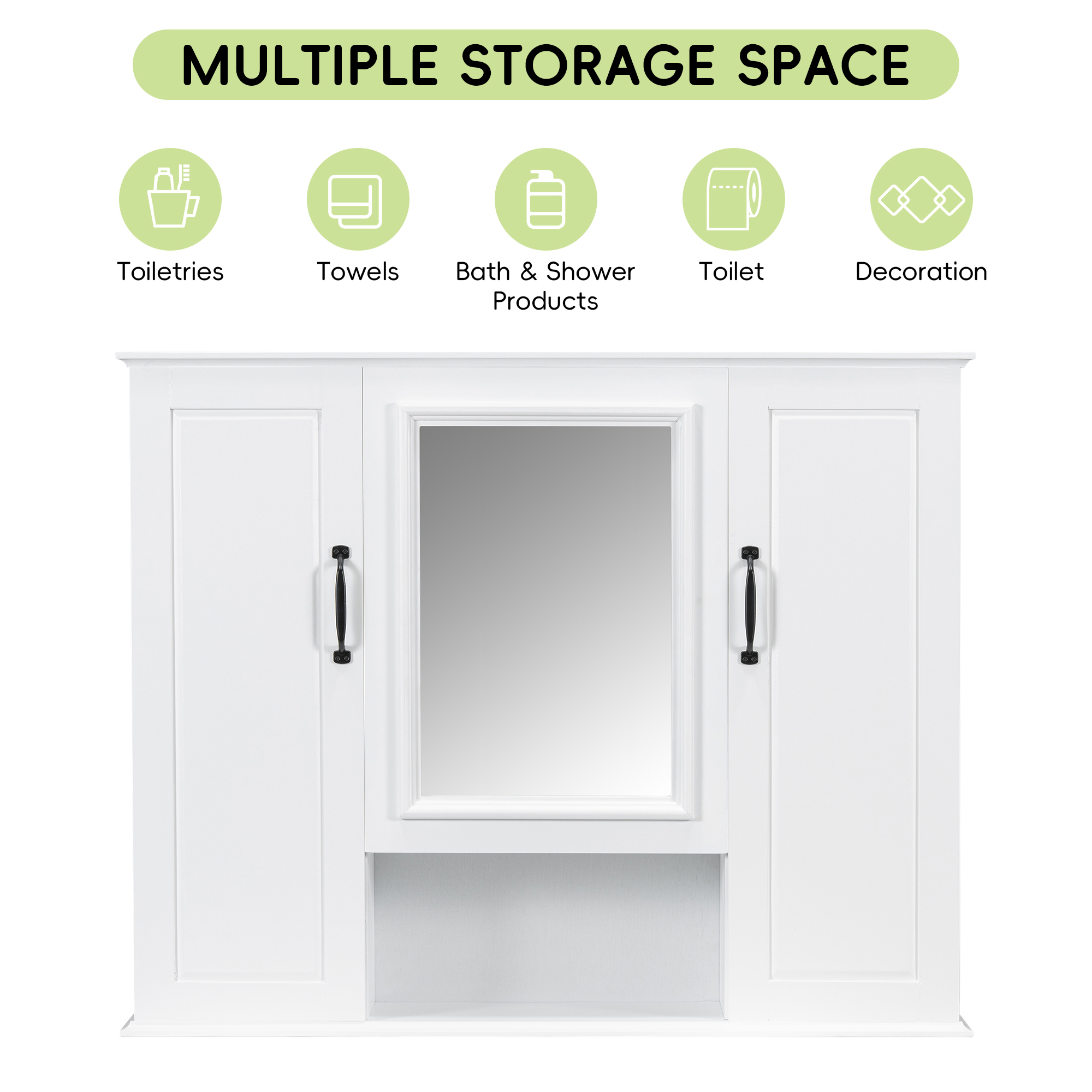 Alvantor 36" Bathroom Medicine Cabinet with Mirror, Wall Mounted Storage Cabinet for Bathroom White