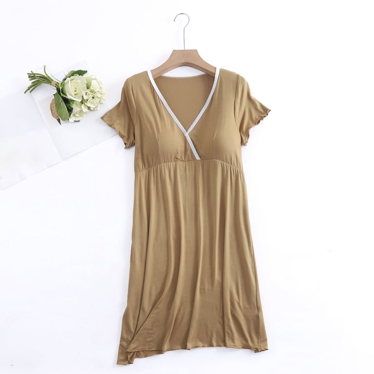 Efsteb Women's Maternity Dress Stretchy V-Neck Breastfeeding Dress Home Clothing Casual Comfy Short Sleeve Maternity Clothes Pregnancy Solid Color DressYellow,M - Walmart.com Efsteb Women's Maternity Dress Stretchy V-Neck Breastfeeding Dress Home Clothing Casual Comfy Short Sleeve Maternity Clothes Pregnancy Solid Color DressYellow,M - Walmart.com