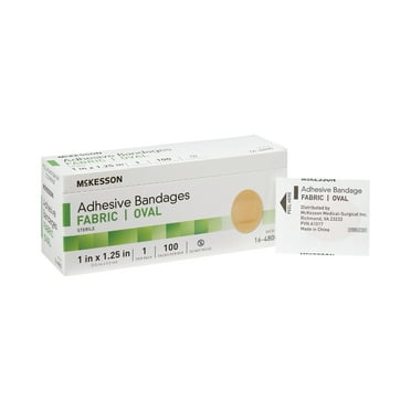 McKesson Adhesive Fabric Bandages, Oval, Sterile - Tan, 1 in x 1.25 in, 100 Count, 1 Pack