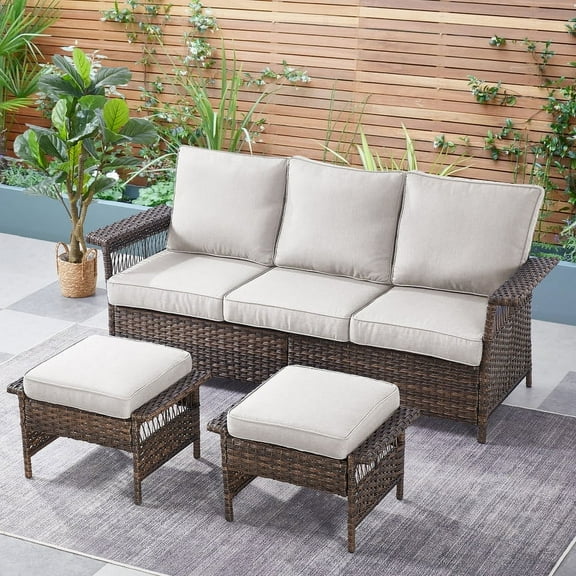 POCASSY 79" Wide Outdoor Patio Sofa with Cushions