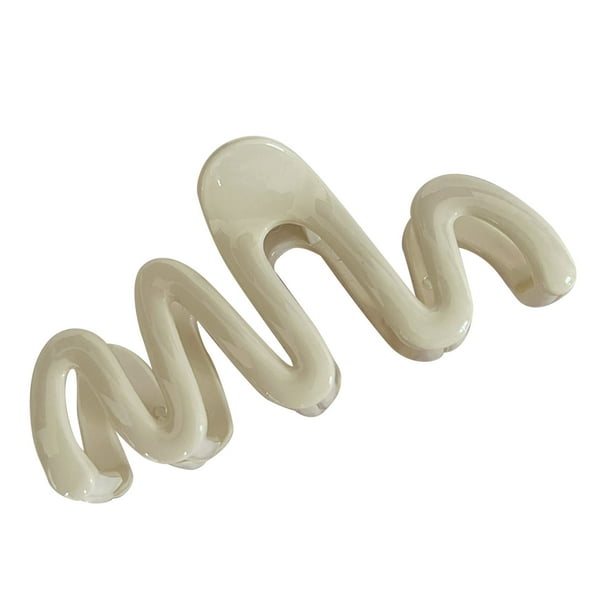 Pinza para el cabello ANGGREK Pasadores Con Pinza de garra plástico crema Blanco