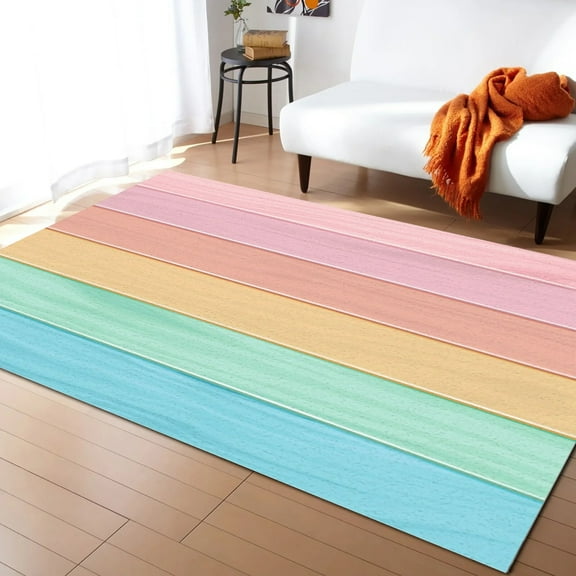 Coral velvet Wood Grain Candy Living Room Carpet Coffee Table Floor Mat Study Bedroom Bedside Home Decoration Large Rug Floor Mat
