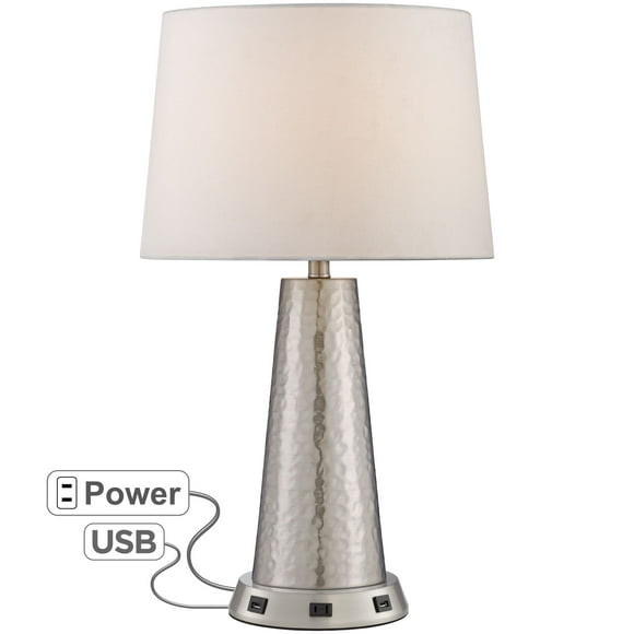 Hammered Silver Lamps, Large Hammered Silver Table Lamps Living Room
