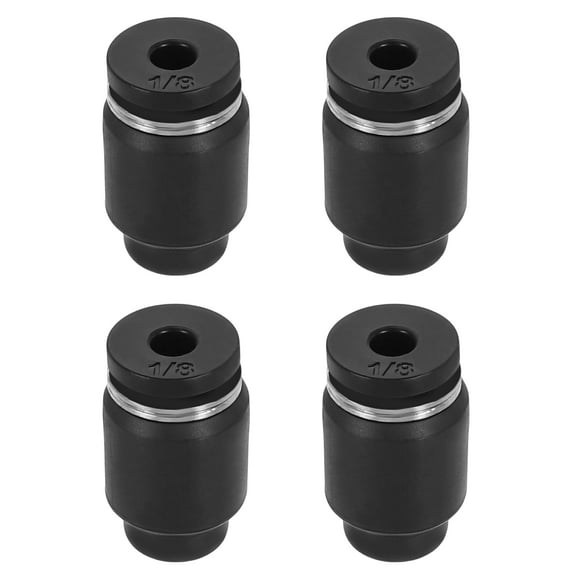 4Pack Pneumatic Cap Style Plug Fittings, 1/8" Tube OD Push to Connect Fitting