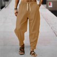 thumbnail image 2 of Men'S Cotton Linen Pants Solid Textured Harem Pants Casual Lightweight Breathable Loose Beach Trousers Summer Spring, 2 of 3