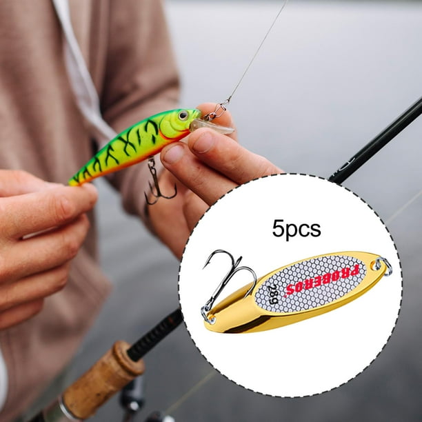 5 Pieces Fishing Spoons Lures, Bass Baits and Lures, Metal for