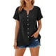 thumbnail image 5 of Craaazy Women's Relaxed Fit V Neck Blouse, Solid Color Short Sleeve Lace Trim Top, Loose Comfy Summer Tee for Work & Weekend Gifts, 5 of 9
