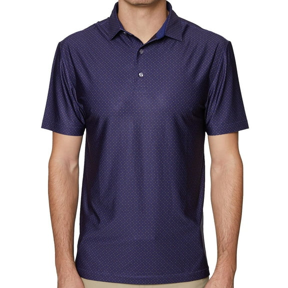 Hickey Freeman Golf Mens Striped Polo Shirt (Small, Navy)
