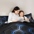 thumbnail image 4 of Homewish Ice Hockey Game 7-Piece Twin Bedding Sets,Modern Geometric Hexagon Bedding Comforter Set,Blue Honeycomb Sheet Sets For Kids,Breathable Home Decor Reversible, 4 of 8