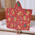thumbnail image 5 of Red Christmas Gingerbread Man Pattern Hooded Bath Towel，60"x35" for Ages 3 To 12 Kids, Quick Dry Lightweight Soft Microfiber Hood Beach Towel Cover Up for Kids, 5 of 7