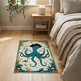 thumbnail image 3 of ODIKA 2'x3' Washable Accent Rug Octopus Koi Cartoon Pirate Tricorn Hat Tentacle Wave Scroll Bathroom for Bedroom, Nursery, RV, Pet Friendly, Bedside Mat, 3 of 7