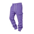 thumbnail image 3 of Jessboyy Mens Joggers Sweatpants Elastic Waist Pants,3 Pockets,Tapered Leg,Ribbed Ankle Cuff,Joggers for Men,Workout Casual,Fall Winter Purple,M, 3 of 4