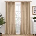 thumbnail image 1 of Pinch Pleated Linen Curtains 90 Inch Long Light Filtering Privacy Window Curtains with Hooks for Living Room Bedroom Track System, Taupe, 40W X 90L, 2 Panels, 1 of 10