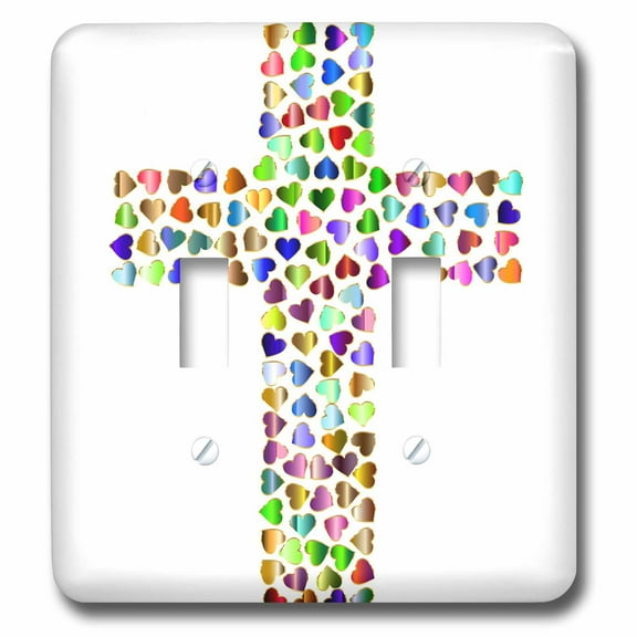 3dRose, Image of Large Cross Filled With Hearts, double toggle switch