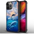 thumbnail image 3 of Case for iPhone 15 Pro Case, Sunset Dolphin Ocean Pattern Graphic Design Girl Boy Soft Silicone Hard Acrylic Shock Protection Case for iPhone 15 Pro, 3 of 7