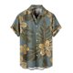 thumbnail image 1 of Camisas Hombre Vestir Top de camisa con estampado de solapa de manga corta informal de primavera y verano para hombre (Green, XXL), 1 of 2