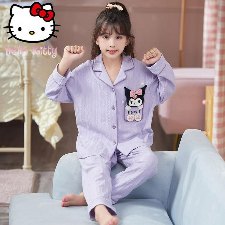 Sanrio Kuromi Autumn Sweet Girl Pajama Set Anime Y2K Fashion Long Sleeve  Trousers Student Home Clothes Women Pijama 2023 New 