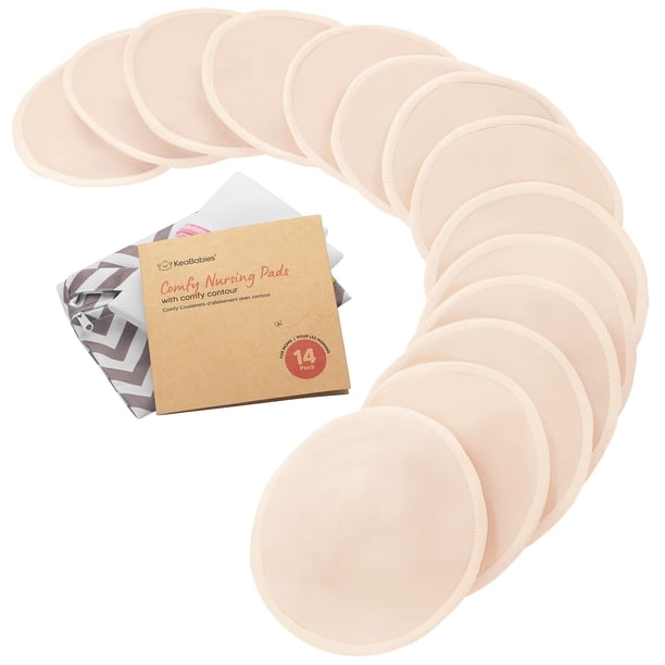 Almohadillas de lactancia KeaBabies, orgánicas, lavables, viscosa, bambú, 14 unidades
