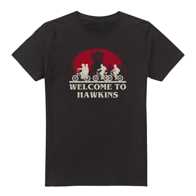 Stranger Things - Camiseta Welcome To Hawkins Portada de Cómic para Hombre (Negro)