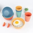 thumbnail image 2 of 12 Pieces Bowl Set Tablewares, Wheat Straw Dinnerware Sets, Lightweight Degradable Dinner Plates Set,Bowls, Cups, Tablewares Set, Dishwasher Safe, 2 of 6