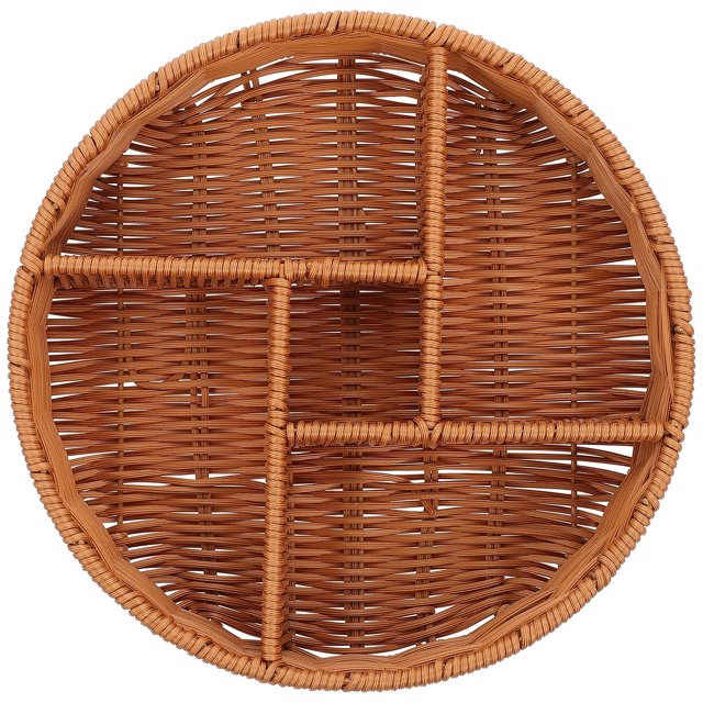 Caja de almacenamiento tejida, soporte para platos de papel, bandeja para mesa de café, cestas, contenedores portátiles para refrigerios, mimbre hecho a mano