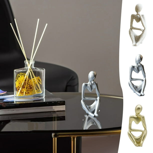 Decoración abstracta moderna para el hogar - mini escultura dorada, blanca y plateada para salón, mesa de centro, mueble para televisor - adorno de plástico de 5,12" x 2,36"