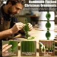 thumbnail image 3 of Adornos para Árbol de Navidad OuMuaMua Terciopelo Verde Oliva 6 Piezas, 3 of 5