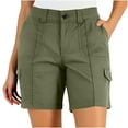 thumbnail image 3 of Taqqpue Cargo Shorts for Women, Elastic High Waist 6 Pockets Shorts Solid Color Summer Shorts for Women Casual, 3 of 10